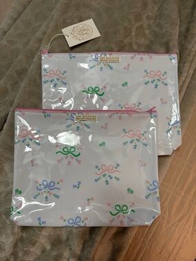 The Beaufort Bonnet Company Pastel Bow Floral Vinyl Pouches - Pink, Green, Blue